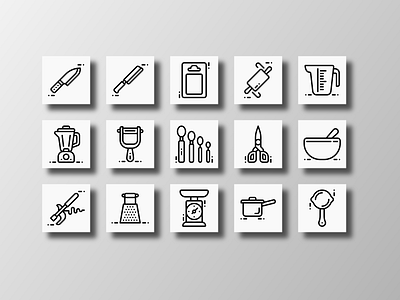 Kitchen Utensil (Outline) affinity designer cook cooking cookware creative design doodle icon icon bundle icon set iconfinder infographic kitchen kitchenware outline tools ui utensils vector web