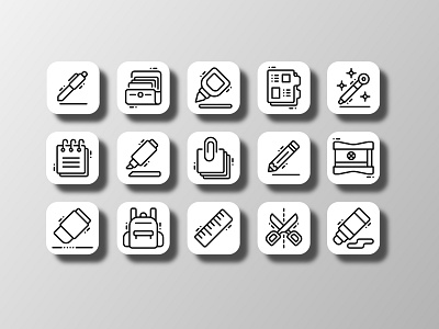 Stationery (Outline) app backtoschool creative design doodle education equipment icon icon bundle icon set iconfinder iconography office supplies pictograph school school supplies student tools ui vector