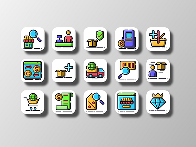 E-Commerce 02 (Filled Outline) app business creative design doodle ecommerce figma icon icon bundle icon set iconography iconography graphic illustraion outline pictogram sketch ui uiux user interface vector