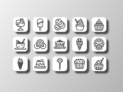 Dessert Icons (Outline) adobestock bakery cake creative design designer dessert food icon icon bundle icon pack icon set iconfinder illustration logo outline sketch sweet ui vector