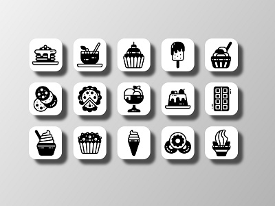 Dessert Icons (Glyph) affinitydesigner app cake creative design dessert doodle figma food food and drink ice cream icon icon bundle icon set iconfinder iconography illustration restaurant ui vector