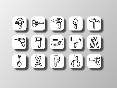 Working Tools 02 (Outline) app builder carpentry design doodle equipment icon icon bundle icon set iconfinder iconography interface line art outline tool tools ui ux vector working