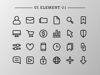 UI Element 01 (Outline Icons) app design doodle element icon icon bundle icon designer icon set iconfinder iconography line art pictogram stock market ui uiux user experience user interface ux vector web