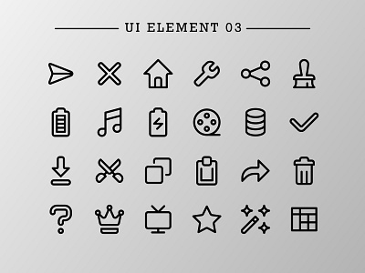 UI Element 03 (Outline) app creative design doodle icon icon bundle icon designer icon set iconfinder iconography line line art outline pictogram ui uiux user experience user interface vector web