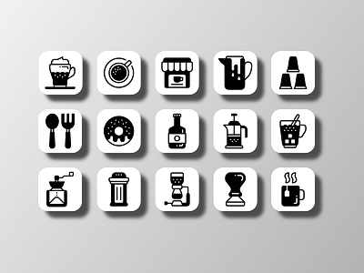 Coffee Shop Part 2 (Glyph) coffee coffeeshop creative design doodle drinks flat food and drink glyph graphic icon icon bundle icon pack icon set iconfinder iconography simple solid ui vector