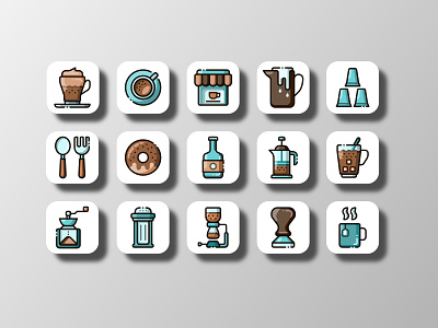 Coffee Shop Part 2 (Filled Outline) app coffee shop creative design designer doodle filled icon filled line filled outline flat icon icon bundle icon pack icon set icon sets iconfinder iconography ui user interface vector