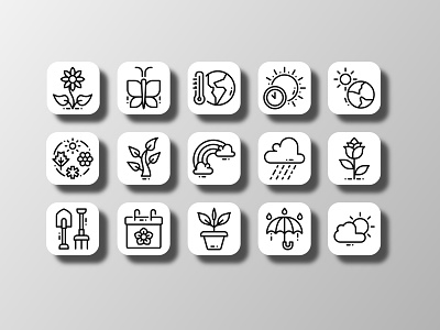 Spring icons (Outline) design doodle flat forecast gardening graphic icon icon bundle icon set iconfinder iconography logo outline pictogram shutterstock simple spring springtime ui vector