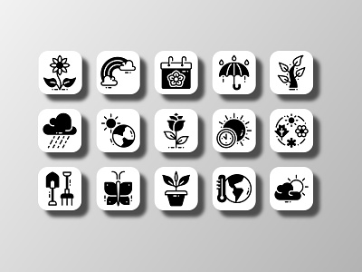 Spring Icons (Glyph) design doodle flower gardening glyph graphic icon icon bundle icon set iconfinder iconography illustration pictogram silhouette solid spring springtime ui uiux vector