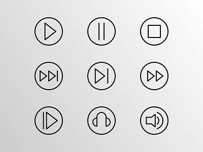 Media Player UI Icons (Outline Badges) app audio badge button design designs doodle icon iconfinder icons media microstock outline pack player set stock ui uiux vector