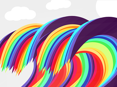 Rainbow Wave Vector Illustration adobe art illustrator rainbow surf surfing surreal svg vector wave waves