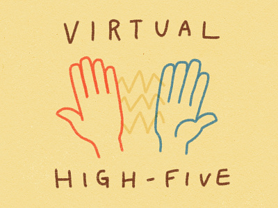 Virtual High-Five coloredpencil constructionpaper fistbump greetings hands hello hellodribbble high five highfive illustraion linedrawing paper texture virtual