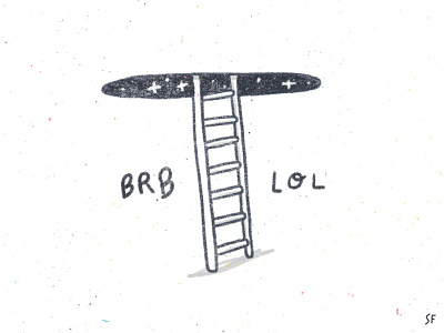 BRB LOL brb climb doodle doorway entrance escape gateway hide illustration ladder laughing leaving lol portal procreate way in