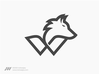 W Wolf Logo Design brand branding design icon indentity indra indrawijay line logo mark monoline simple w wijaya wolf