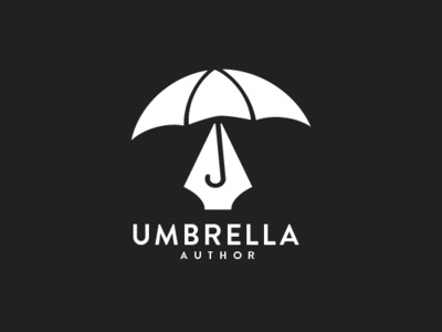 Umbrella Author author brand branding branidentity design initial logo pen umbrella writer