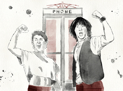 Bill and Ted artwork design fanart illustration illustration art illustrations illustrator photoshop portrait poster poster art watercolor watercolour