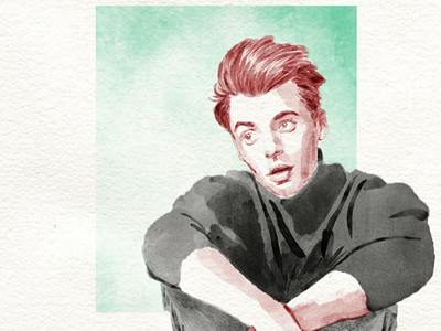 James Dean Portrait green illustration illustration art illustrations james dean portrait portraits red watercolor watercolour