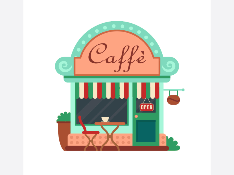 Caffe italiano after affects animation 2d bar breakfast cafe cartoon coffee flat house illustration italy looped milan restaurant rome shapes venice