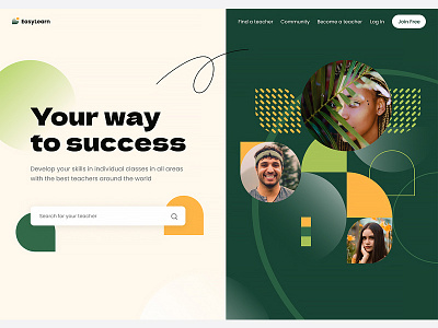 Hero Way branding clean composition design edtech figma gradient graphic design green hero section home page identity landing natural organic shapes ui ux vector web