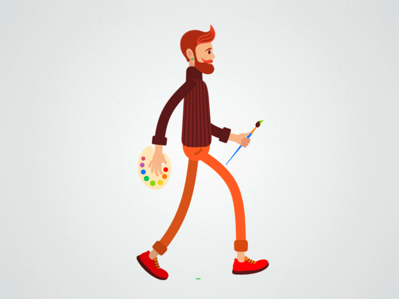 Cheerful and Nice animation 2d artist boyfriend cartoon character cheerful designer duik guy hipster mograph painter rigging skinny slim walking cycle