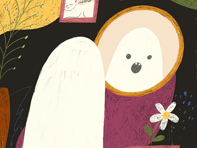 a (quiet) gasp! cats flower ghost illustration