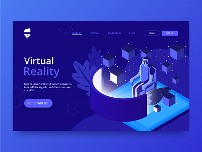 Virtual Reality Landing Website Concept adobexd illustration uidesign virtualreality webdesign websiteconcept