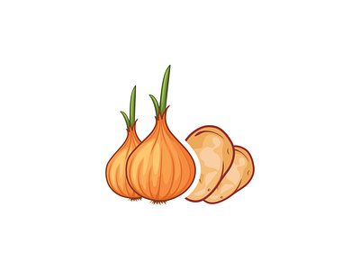 Onions + Potato branding clean creative design illustration logo logodesign minimalist onions potato ui vector