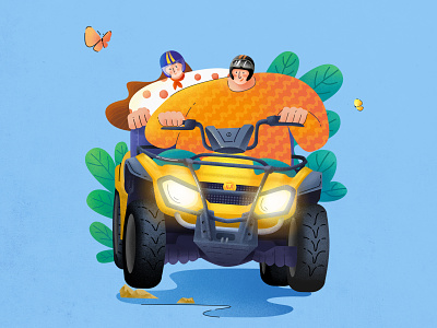 Happy Holiday~ 5.20 boy buggy car design fun girl holiday illustration