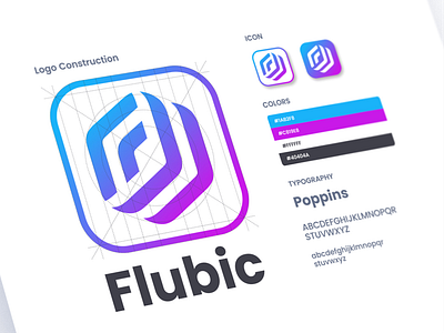 Flubic (Floating Cubic) app brand and identity branding design flat icon identity illustration logo minimal monogram letter mark monogram logo negative space logo negativespace packagedesign typography ui ux vector web