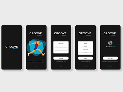 Groove Music - Login Menu adobe xd app design designer flat illustration login logo mobile mobile design mobile ui music music app music player ui ux vector