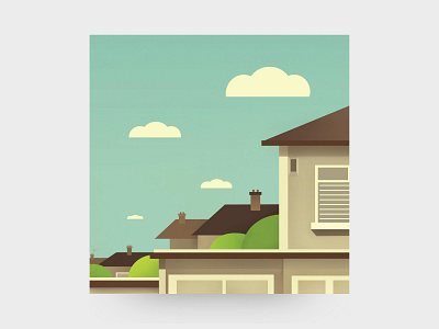 Clontarf city cloud home house illustration ireland roof shadow town vector vintage