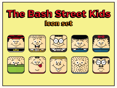 Bash Street Kids Icon set bash book comic icons illustrations kids street teacher vector
