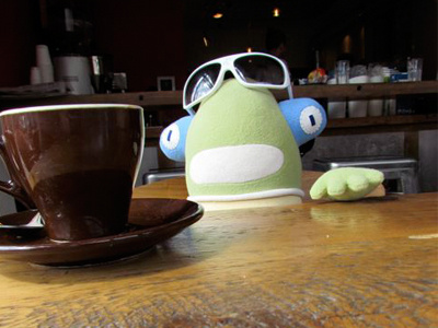 Delan Ward Plush Robot coffee glasses plush robot shop soft sun toy