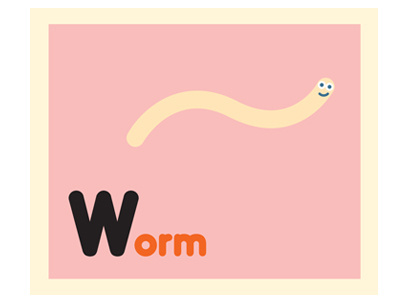 The Happy Worm abc alphabet educational illustration pink smile vector worm