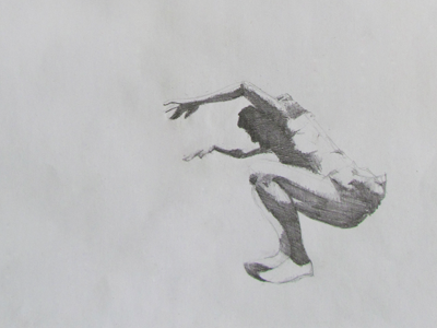 Sketch drawing jump movement pencil sketch woman