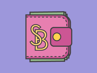 Shopping App icon idea app button cash font green icon money pink purple stitching wallet