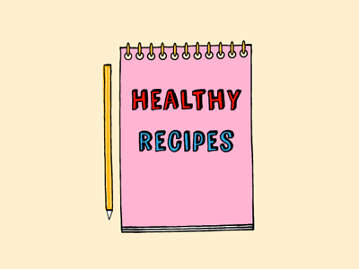 Healthy Recipes book font note pencil pink recipes rings