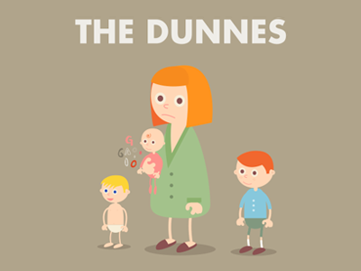 The Dunnes baby buttons child family freckles ginger infant kid mother nappy pants vector