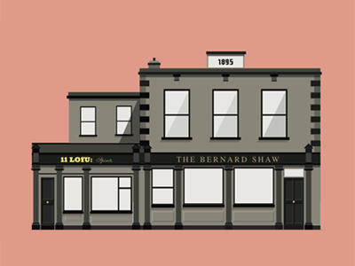 The Bernard Shaw Pub, Dublin bar building chimney door dublin flat glass ireland pink pub vector windows