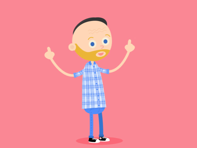 My new happy dance animation beard collar dance gif groove happy hat jeans pink shirt smile