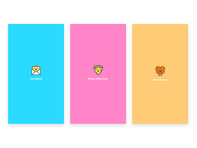 Splash screen mess around character cute email heart icon illustration ios letter pink pizza smile ui