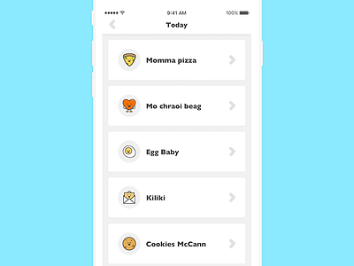 friday screen app baby character cookie heart illustration ios list mobile pizza screen ui