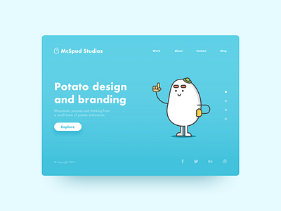 McSpud Studios character characterdesign hat homepage illustration potato ux vector webdesign website