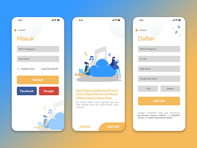 Musik-Ku Sign In Screen app branding design flat indonesia interface invite ios login page login screen mobile music music app simple design ui ux