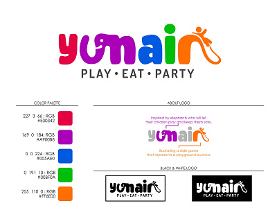 Yumain Logo (2020) brand identity brand mark children corporate identity design freelancer elephant fun games graphic design indoor kids logo company logo corporate logo design logo identity logotype play playground slide yumain