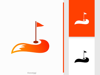 Golf Tail Logo animal ball brand design brand designer feather flag fox golf hole illustration logo design logo designer logo for sale logo idea logo inspiration logo mark logotype sport tail wolf