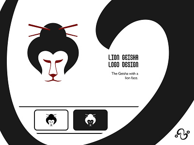 Lion Geisha Logo animal brand design brand designer cat culture geisha illustration japan japanese lion logo design logo designer logo for sale logo idea logo inspiration logomark logotype predator tradition wild
