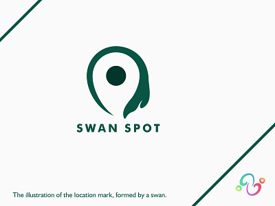 Swan Spot Logo bird brand design brand designer goose heron location logo design logo designer logo for sale logo idea logo inspiration logomark logotype maps place point spot stork swan zzoe iggi