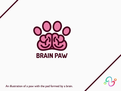 Brain Paw Logo brain brand design brand designer cat dog genius idea logo design logo designer logo for sale logo idea logo inspiration logomark logotype mind pad paw pet think zzoe iggi