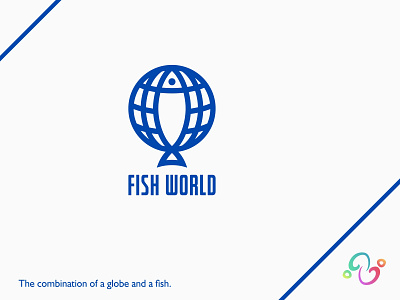 Fish World Logo animal aquarium brand design brand designer earth fish global globe logo design logo designer logo for sale logo idea logo inspiration logomark logotype marine planet sea world zzoe iggi