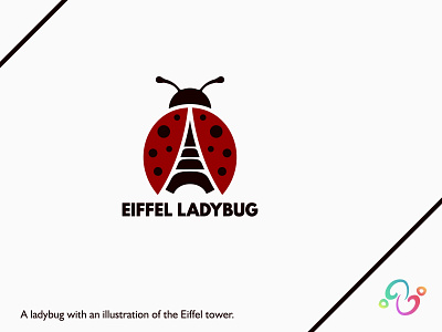 Eiffel Ladybug Logo animal beetle brand design brand designer bug eiffel france insect ladybug logo design logo designer logo for sale logo idea logo inspiration logomark logotype paris seven wonders tower zzoe iggi